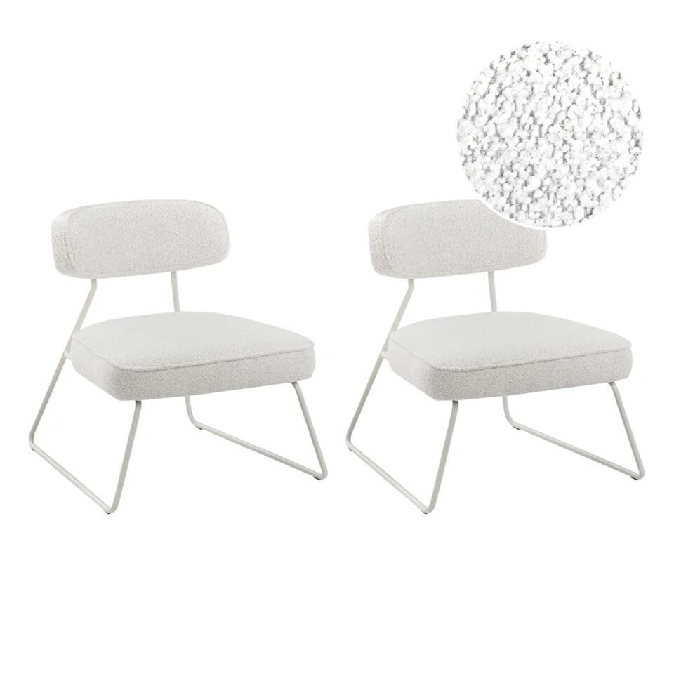 FROVI - Set Van 2 Fauteuils - Gebroken Wit - Polyester 1 FROVI - Set Van 2 Fauteuils - Gebroken Wit - Polyester