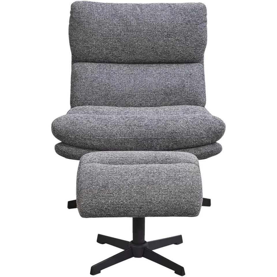 Fauteuil Bobbi Incl. Hocker - Antraciet 3 Fauteuil Bobbi Incl. Hocker - Antraciet - Afbeelding 3