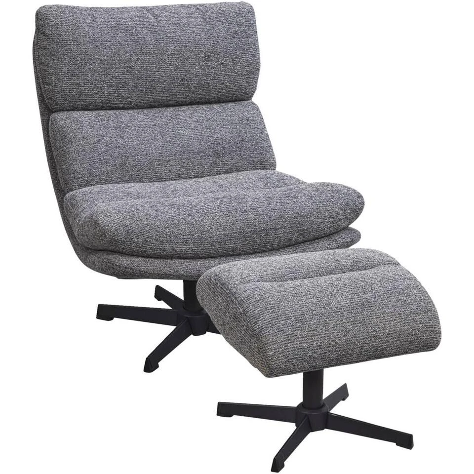 Fauteuil Bobbi Incl. Hocker - Antraciet 2 Fauteuil Bobbi Incl. Hocker - Antraciet - Afbeelding 2