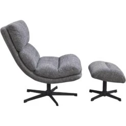 Fauteuil Bobbi Incl. Hocker - Antraciet 10 Fauteuil Bobbi Incl. Hocker - Antraciet -Leen Bakker Fauteuils 10201089 8000