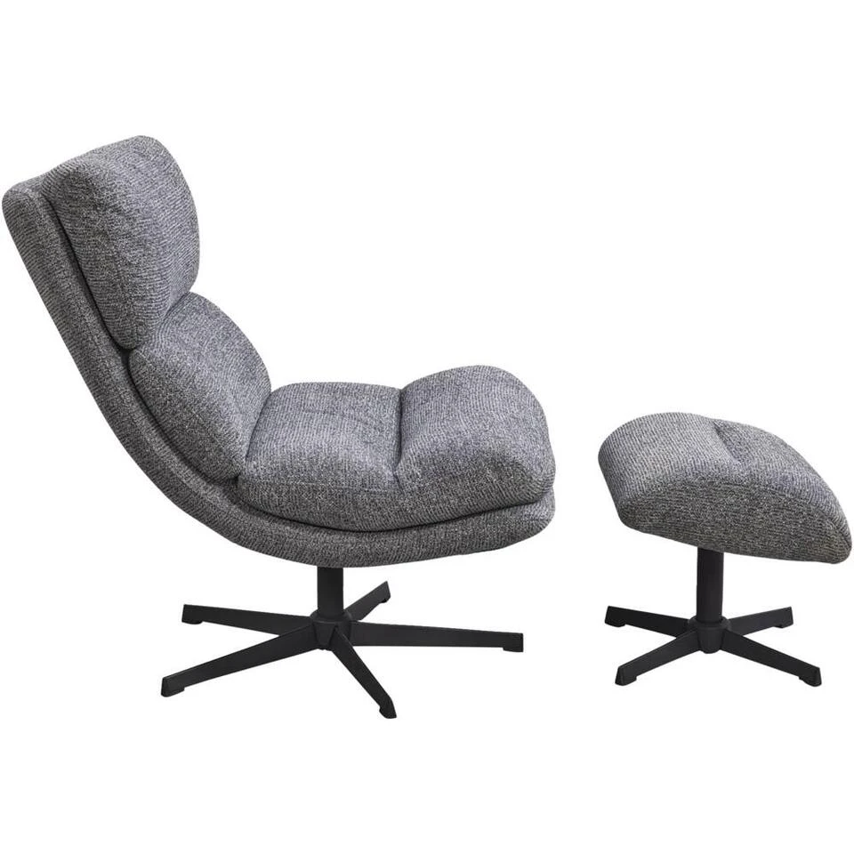 Fauteuil Bobbi Incl. Hocker - Antraciet 4 Fauteuil Bobbi Incl. Hocker - Antraciet - Afbeelding 4