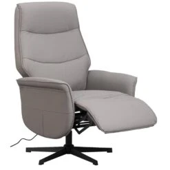 Relaxfauteuil Boaz Lederlook - Elektrisch Verstelbaar - Taupe -Leen Bakker Fauteuils 10202150 0810