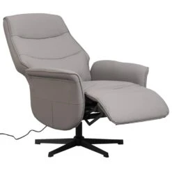Relaxfauteuil Boaz Lederlook - Elektrisch Verstelbaar - Taupe -Leen Bakker Fauteuils 10202150 0811