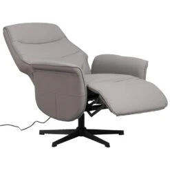 Relaxfauteuil Boaz Lederlook - Elektrisch Verstelbaar - Taupe -Leen Bakker Fauteuils 10202150 0812