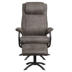 Relaxfauteuil Vincent Incl. Hocker - Stof Preston - Antraciet -Leen Bakker Fauteuils 10209894 0101