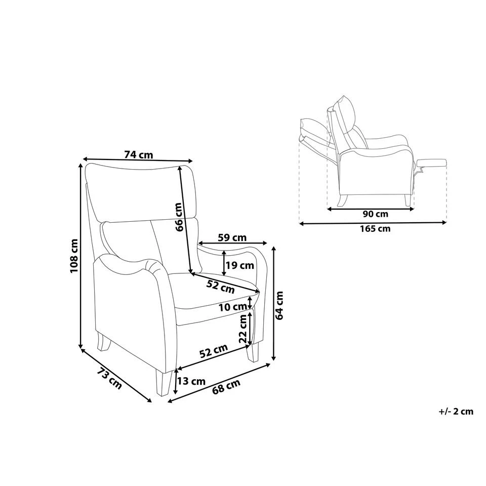 Beliani TV-fauteuil ROYSTON - Grijs Polyester 3 Beliani TV-fauteuil ROYSTON - Grijs Polyester - Afbeelding 3
