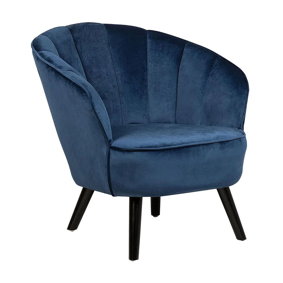 Beliani Fauteuil DALA - Blauw Fluweel 1 Beliani Fauteuil DALA - Blauw Fluweel