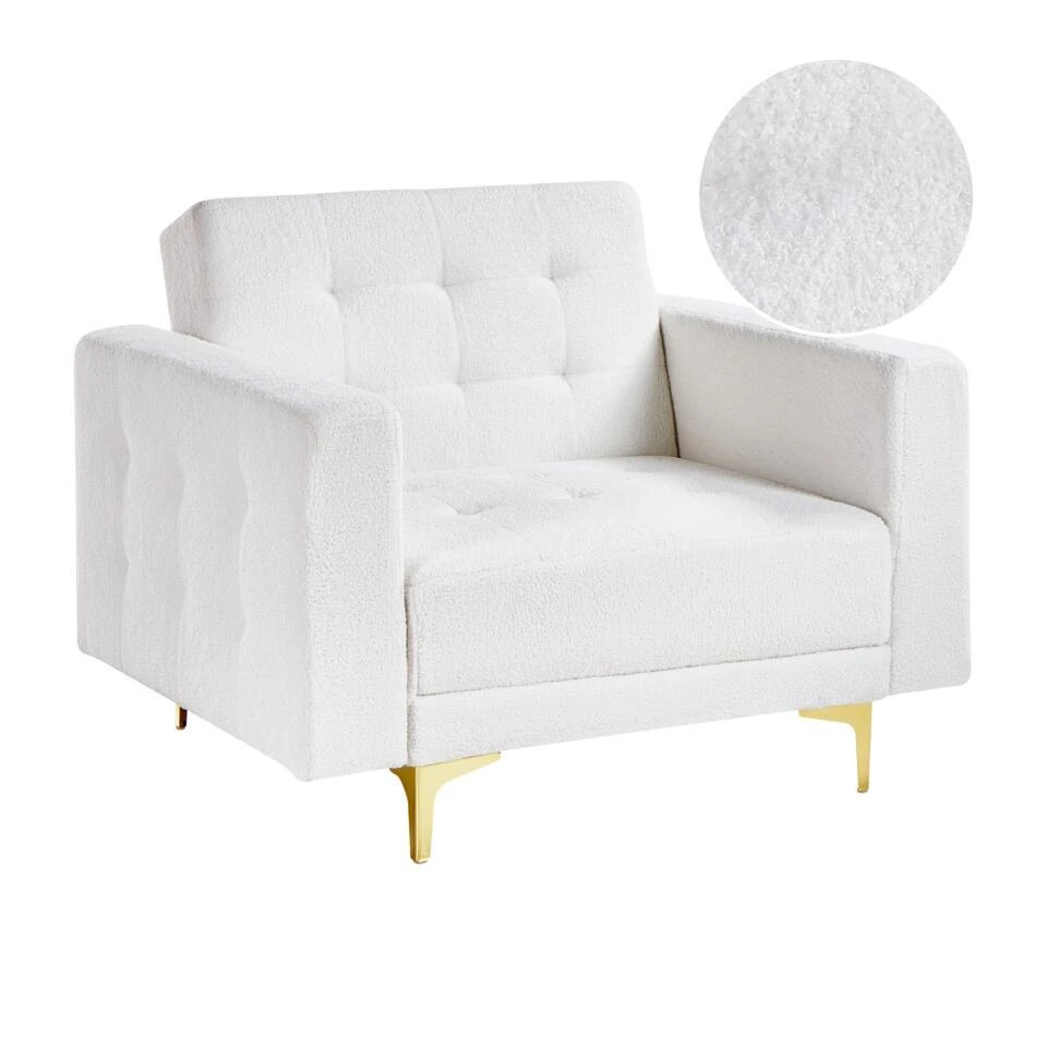 ABERDEEN - Fauteuil - Wit - Bouclé 3 ABERDEEN - Fauteuil - Wit - Bouclé - Afbeelding 3