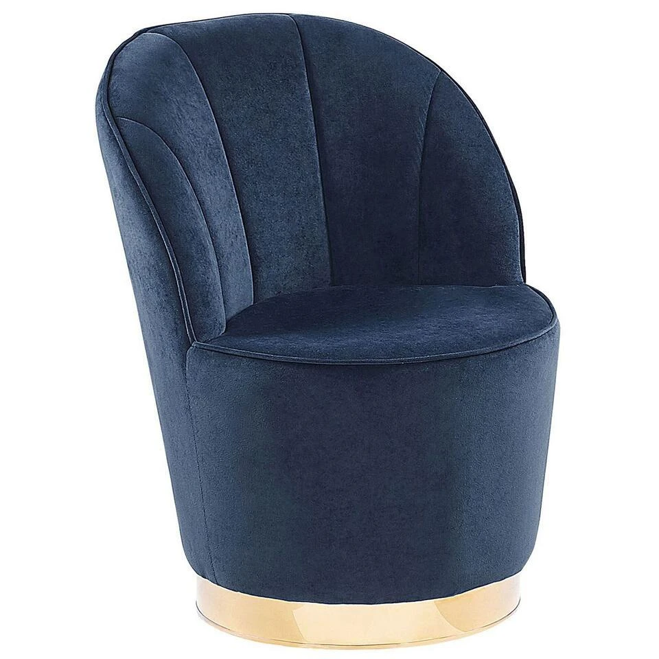 Beliani Fauteuil ALBY - Blauw Fluweel 1 Beliani Fauteuil ALBY - Blauw Fluweel