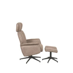 LABEL51 Fauteuil Verdal - Taupe - Micro Suede - Incl. Hocker - 79x77x109 Cm -Leen Bakker Fauteuils 16ff1978241e4d96b80f0ca976facaed