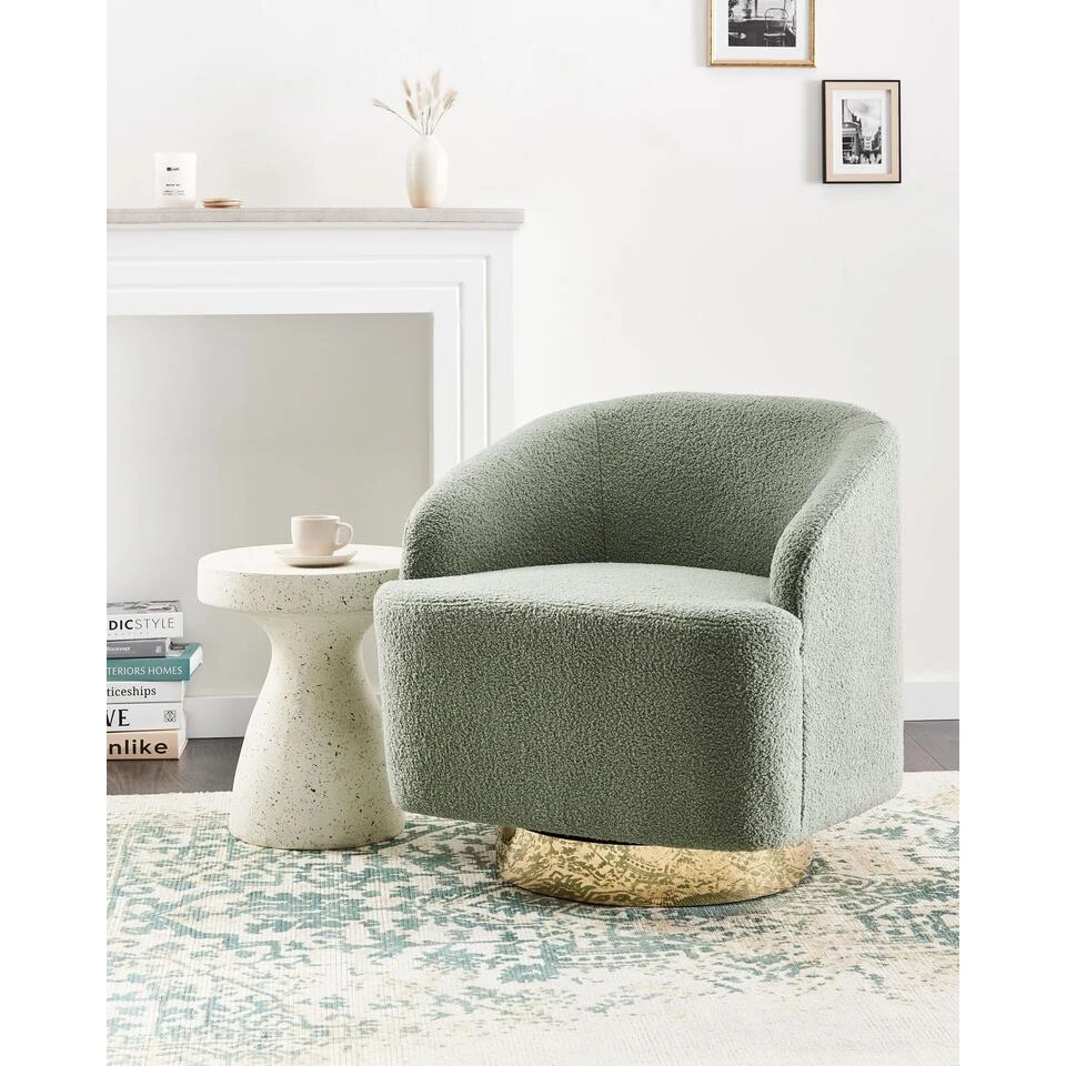 LAVIK - Fauteuil - Lichtgroen - Bouclé 2 LAVIK - Fauteuil - Lichtgroen - Bouclé - Afbeelding 2