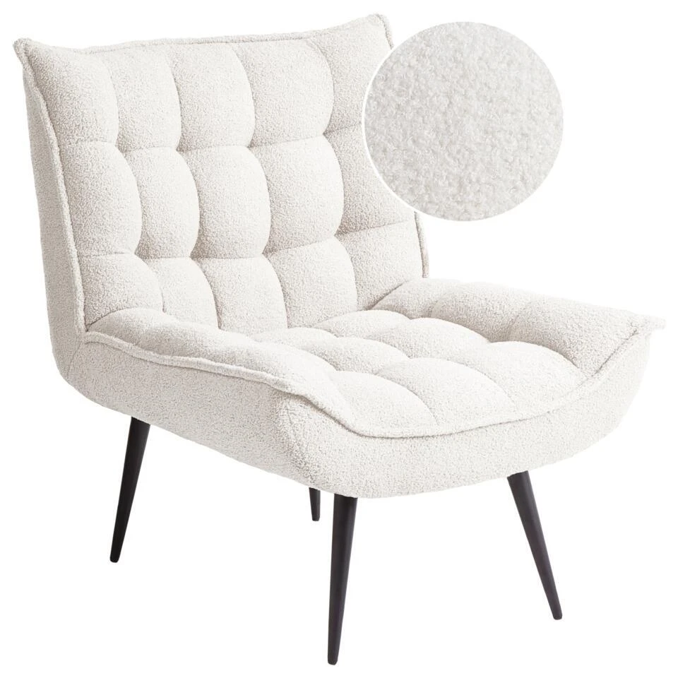 ALVESTA - Fauteuil - Wit - Bouclé 3 ALVESTA - Fauteuil - Wit - Bouclé - Afbeelding 3