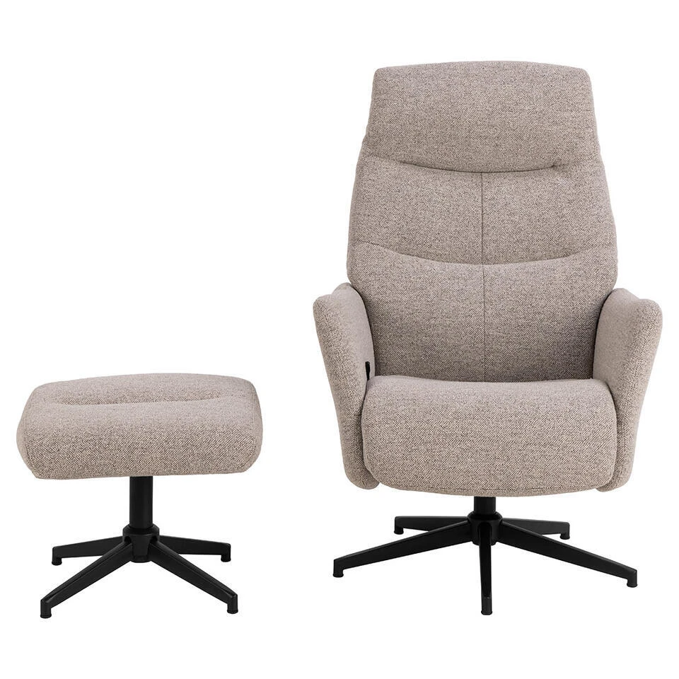 Hioshop London Fauteuil Recliner Met Voetenbank Bouclé Beige 2 Hioshop London Fauteuil Recliner Met Voetenbank Bouclé Beige - Afbeelding 2