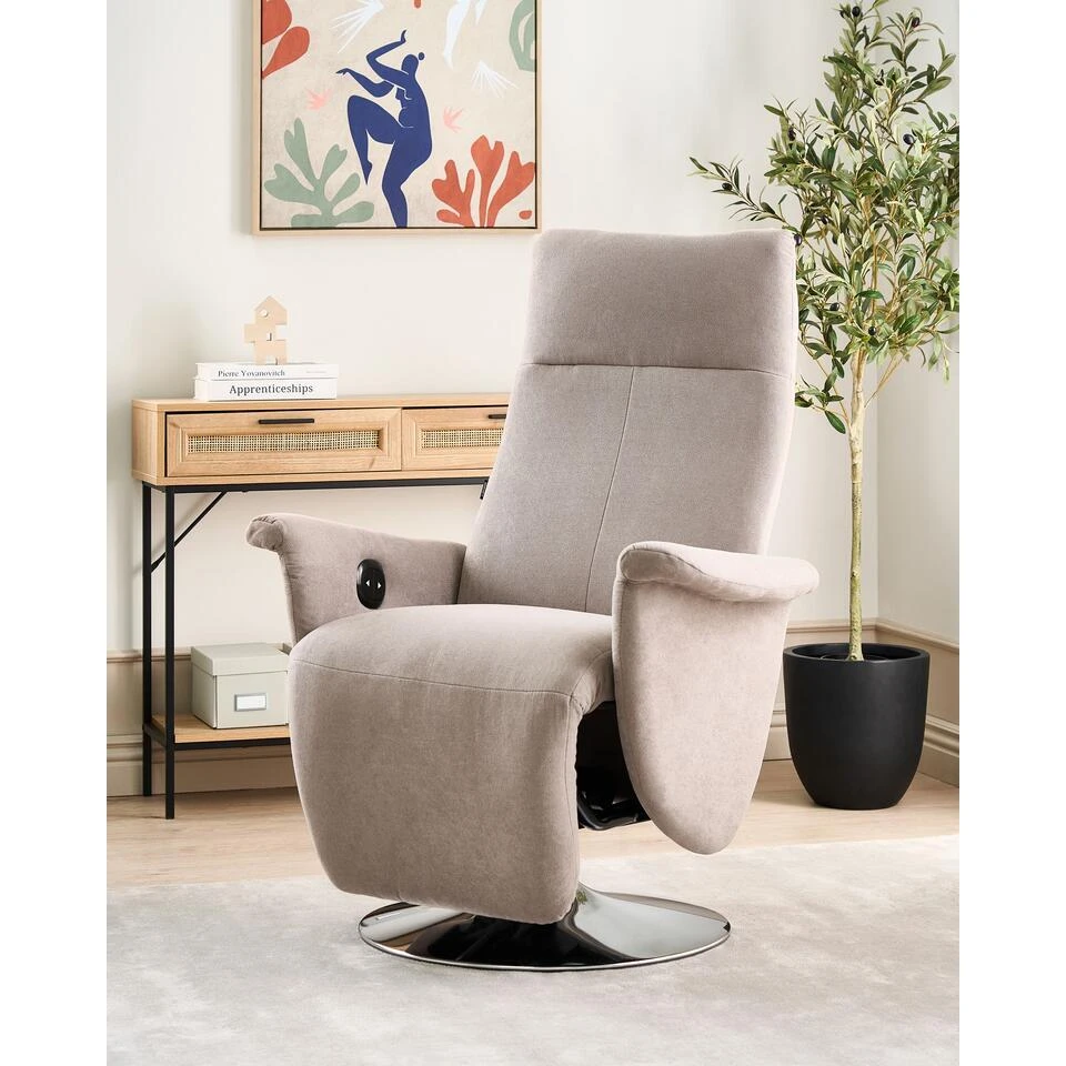 PRIME - Relaxfauteuil - Taupe - Polyester 2 PRIME - Relaxfauteuil - Taupe - Polyester - Afbeelding 2