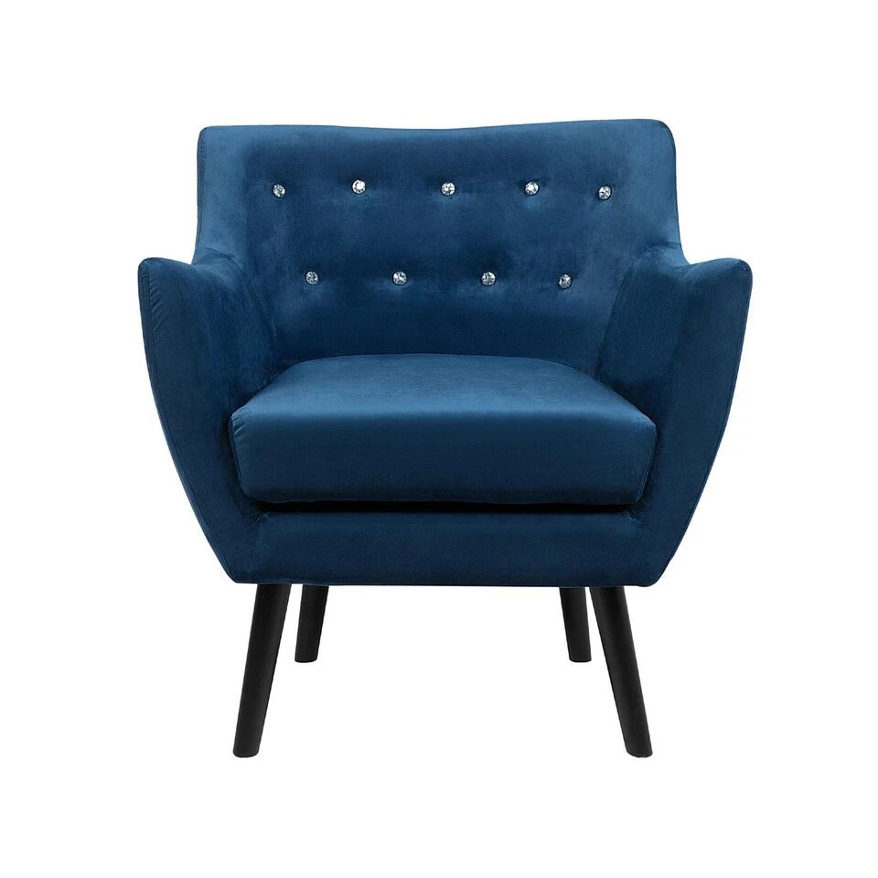 Beliani Fauteuil DRAMMEN - Blauw Fluweel 4 Beliani Fauteuil DRAMMEN - Blauw Fluweel - Afbeelding 4