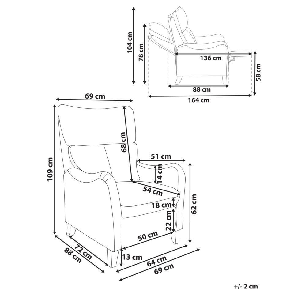 ROYSTON - TV-fauteuil - Bruin - Kunstleer 4 ROYSTON - TV-fauteuil - Bruin - Kunstleer - Afbeelding 4