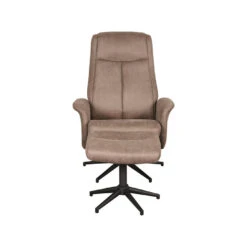 LABEL51 Fauteuil Bergen - Taupe - Micro Suede - Incl. Hocker - 62x77x53 Cm -Leen Bakker Fauteuils 2787cc6341204c7b938b929f87859c8f
