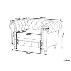 Beliani Fauteuil CHESTERFIELD - Grijs Polyester -Leen Bakker Fauteuils 2950f771448d45ae99dbf5267cab4d0b