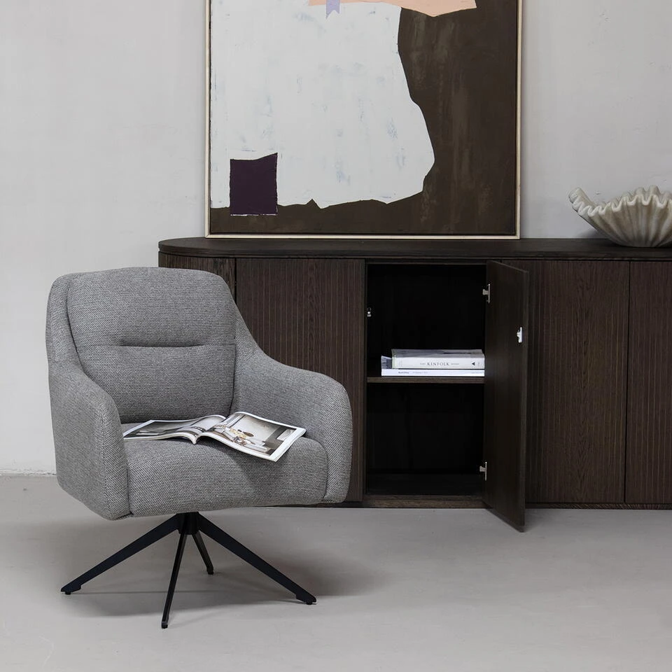 Fauteuil Draaibaar - Stof Taupe - 75x70x85cm - Matthias 2 Fauteuil Draaibaar - Stof Taupe - 75x70x85cm - Matthias - Afbeelding 2