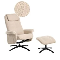 GERAS - Relaxfauteuil Met Voetenbank - Beige - Bouclé -Leen Bakker Fauteuils 2a6beba2169b40a1b98f2c39d08d6883