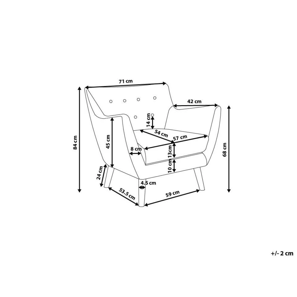 Beliani Fauteuil DRAMMEN - Blauw Fluweel 3 Beliani Fauteuil DRAMMEN - Blauw Fluweel - Afbeelding 3