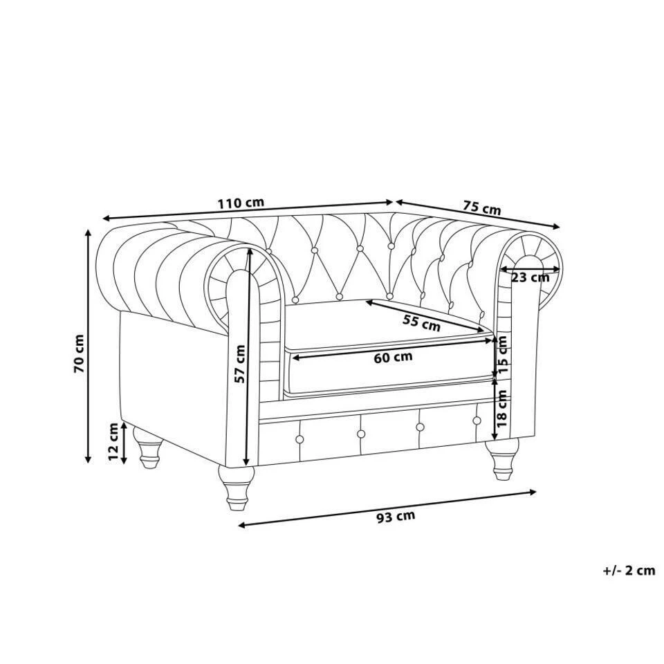 Beliani Fauteuil CHESTERFIELD - Paars Fluweel 3 Beliani Fauteuil CHESTERFIELD - Paars Fluweel - Afbeelding 3