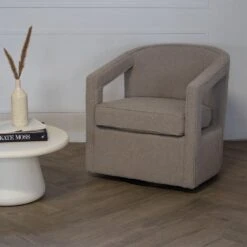 Fauteuil Bouclé Taupe - Zithoogte 46,5cm - 75x73x77cm -Leen Bakker Fauteuils 352851ad93a94818b3afbcb026b690ad