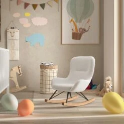 Kinderschommelstoel Rocky - 66x56x69 Cm - Bouclé/wit -Leen Bakker Fauteuils 37fe04d2175944a6889681ec44e47cb0