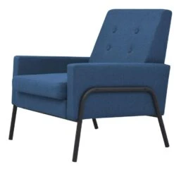 VidaXL Fauteuil Staal En Stof Blauw -Leen Bakker Fauteuils 38ba780416184b8e8ff86a05bbb02dfe