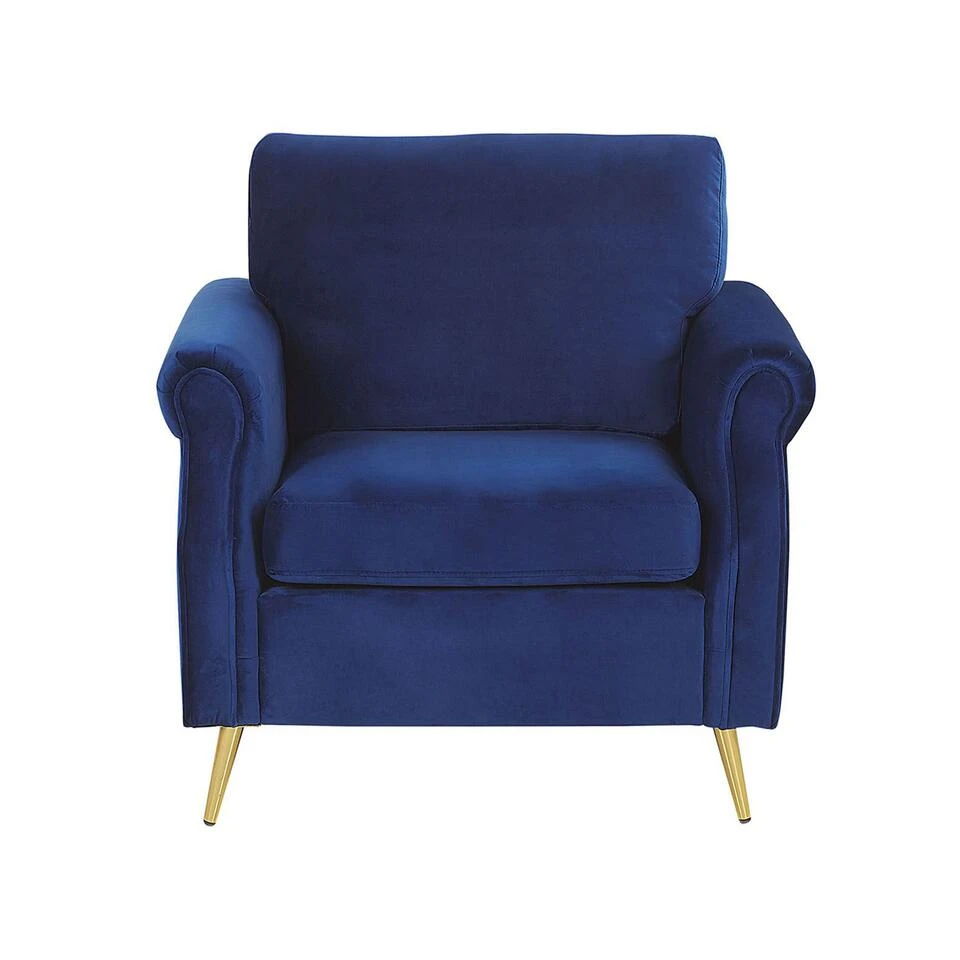 Beliani Fauteuil VIETAS - Blauw Fluweel 4 Beliani Fauteuil VIETAS - Blauw Fluweel - Afbeelding 4