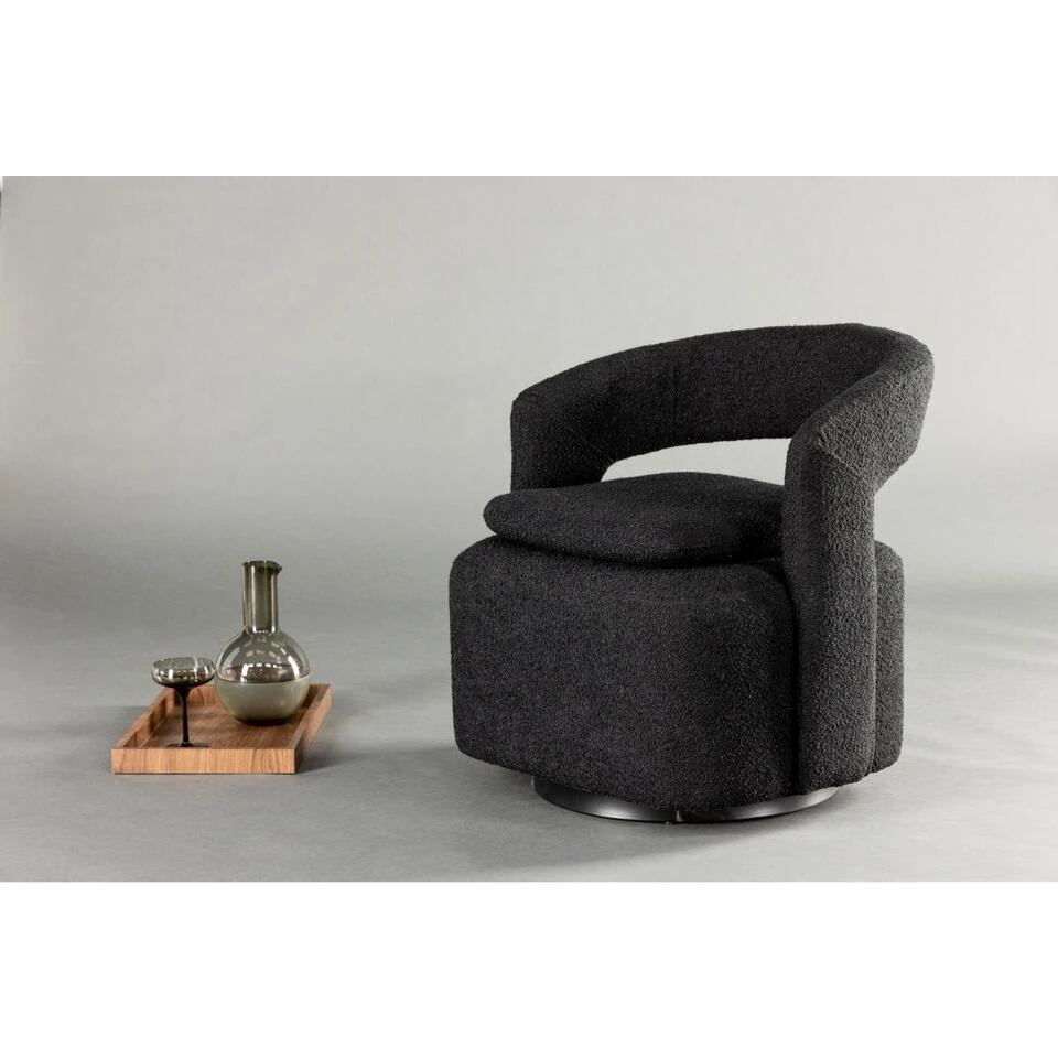Svea - Teno Draaibare Fauteuil - Boucle - Zwart 2 Svea - Teno Draaibare Fauteuil - Boucle - Zwart - Afbeelding 2