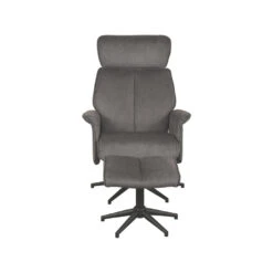 LABEL51 Fauteuil Verdal - Antraciet - Cosmo - Incl. Hocker - 79x77x109 Cm -Leen Bakker Fauteuils 3f163f37756e496aa5a65cad196b284a