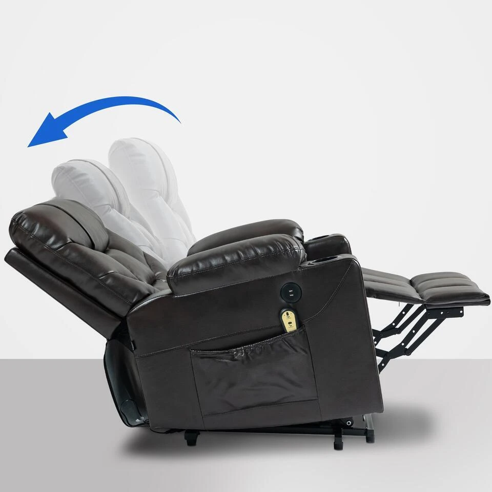 CLP Fauteuil Andover Zwart Frame - Kunstleer - Bruin 5 CLP Fauteuil Andover Zwart Frame - Kunstleer - Bruin - Afbeelding 5