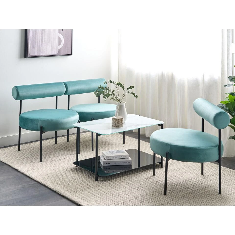 Beliani Fauteuil ALPHA - Groen Fluweel 2 Beliani Fauteuil ALPHA - Groen Fluweel - Afbeelding 2