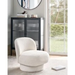 AYLO - Fauteuil - Wit - Bouclé -Leen Bakker Fauteuils 437a48a6a8064b04989a9f4e8a6a3ae3