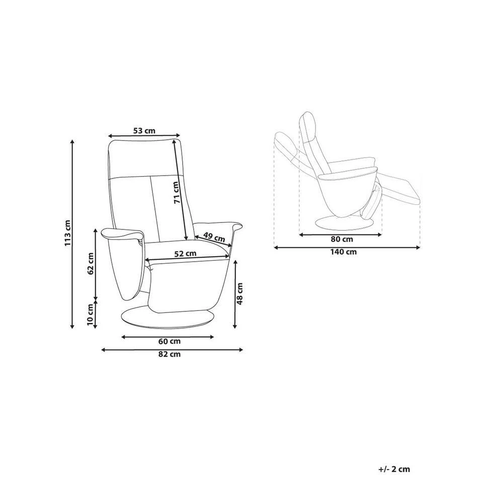 PRIME - Relaxfauteuil - Beige - Kunstleer 3 PRIME - Relaxfauteuil - Beige - Kunstleer - Afbeelding 3