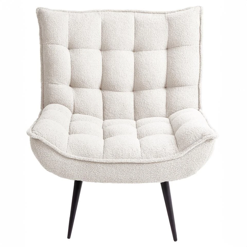 ALVESTA - Fauteuil - Wit - Bouclé 5 ALVESTA - Fauteuil - Wit - Bouclé - Afbeelding 5