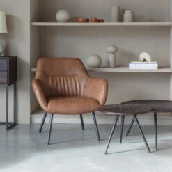 Puur - Kasey Fauteuil - Vintage Bruin -Leen Bakker Fauteuils 486c7ffad15d4d06bc8112d43a76d02e