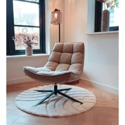 Draaifauteuil Stof/Textiel - Taupe - 86x74x84cm - Mattis -Leen Bakker Fauteuils 4bf640202f7e4b0b8bea9db6211c4343