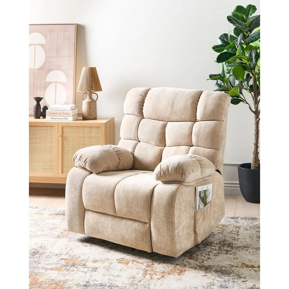 ARES - Relaxfauteuil Elektrisch - Beige - Stof 2 ARES - Relaxfauteuil Elektrisch - Beige - Stof - Afbeelding 2