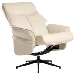 ERATO - Relaxfauteuil Met Voetenbank - Beige - Veganistisch Leer -Leen Bakker Fauteuils 51492561bf26480bb4db6929bb581762