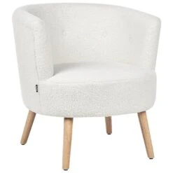 ODENZEN - Fauteuil - Wit - Bouclé -Leen Bakker Fauteuils 5441fcfc84d64deaa93132deb81126fc