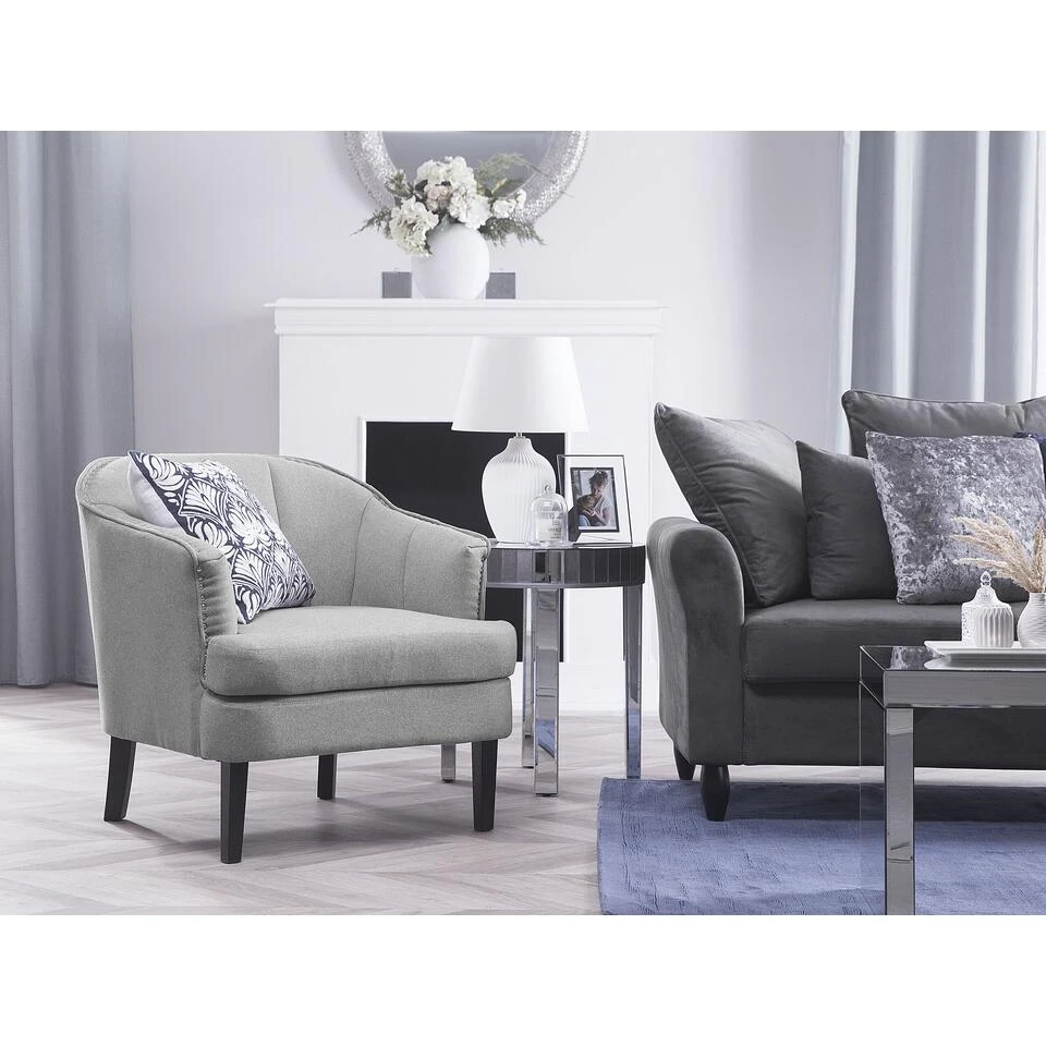 Beliani Cocktailstoel ELVERUM - Grijs Polyester 2 Beliani Cocktailstoel ELVERUM - Grijs Polyester - Afbeelding 2