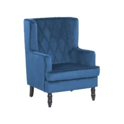 Beliani Fauteuil SANDSET - Blauw Fluweel -Leen Bakker Fauteuils 5b7936bf639d44c6a3baaf9add873054