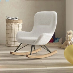 Kinderschommelstoel Rocky - 66x56x69 Cm - Bouclé/wit -Leen Bakker Fauteuils 5ccfc780b8c348bdbd989aac1a3a1ef4