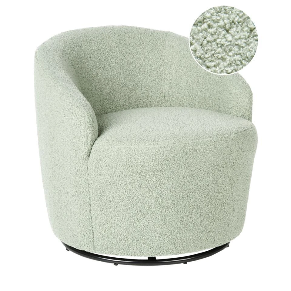 DAVIK - Fauteuil - Lichtgroen - Bouclé 3 DAVIK - Fauteuil - Lichtgroen - Bouclé - Afbeelding 3