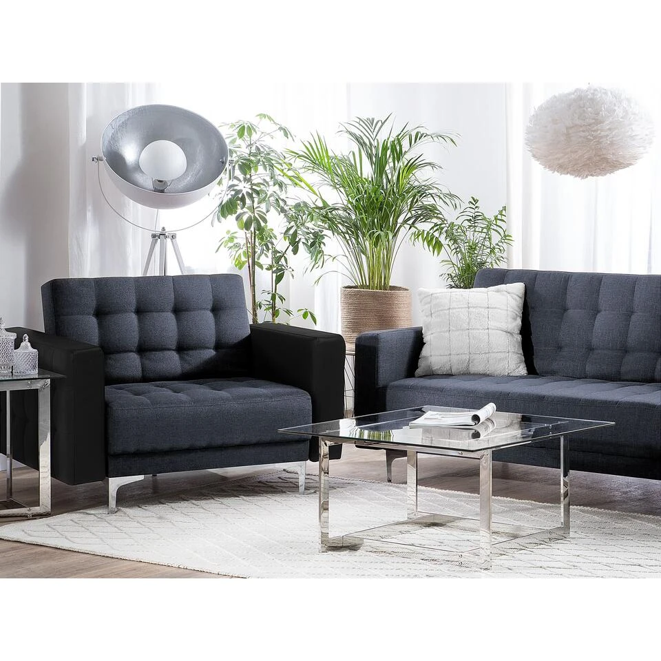 Beliani Fauteuil ABERDEEN - Grijs Polyester 2 Beliani Fauteuil ABERDEEN - Grijs Polyester - Afbeelding 2