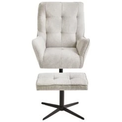 MOLLE - Fauteuil Met Voetenbank - Lichtbeige - Polyester -Leen Bakker Fauteuils 6382d168b203453b9ae20ad4273fb93a