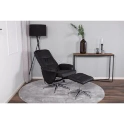 Svea - Veko Verstelbare Fauteuill Met Voetenbank - Lederlook - Zwart -Leen Bakker Fauteuils 672efd9a7be14494907f3e32363d670a