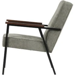 WOOOD Sally Fauteuil - Ribstof - Vergrijsd Groen - 87x65x82 -Leen Bakker Fauteuils 71ba69591b444f47923f70c2e1490ed5